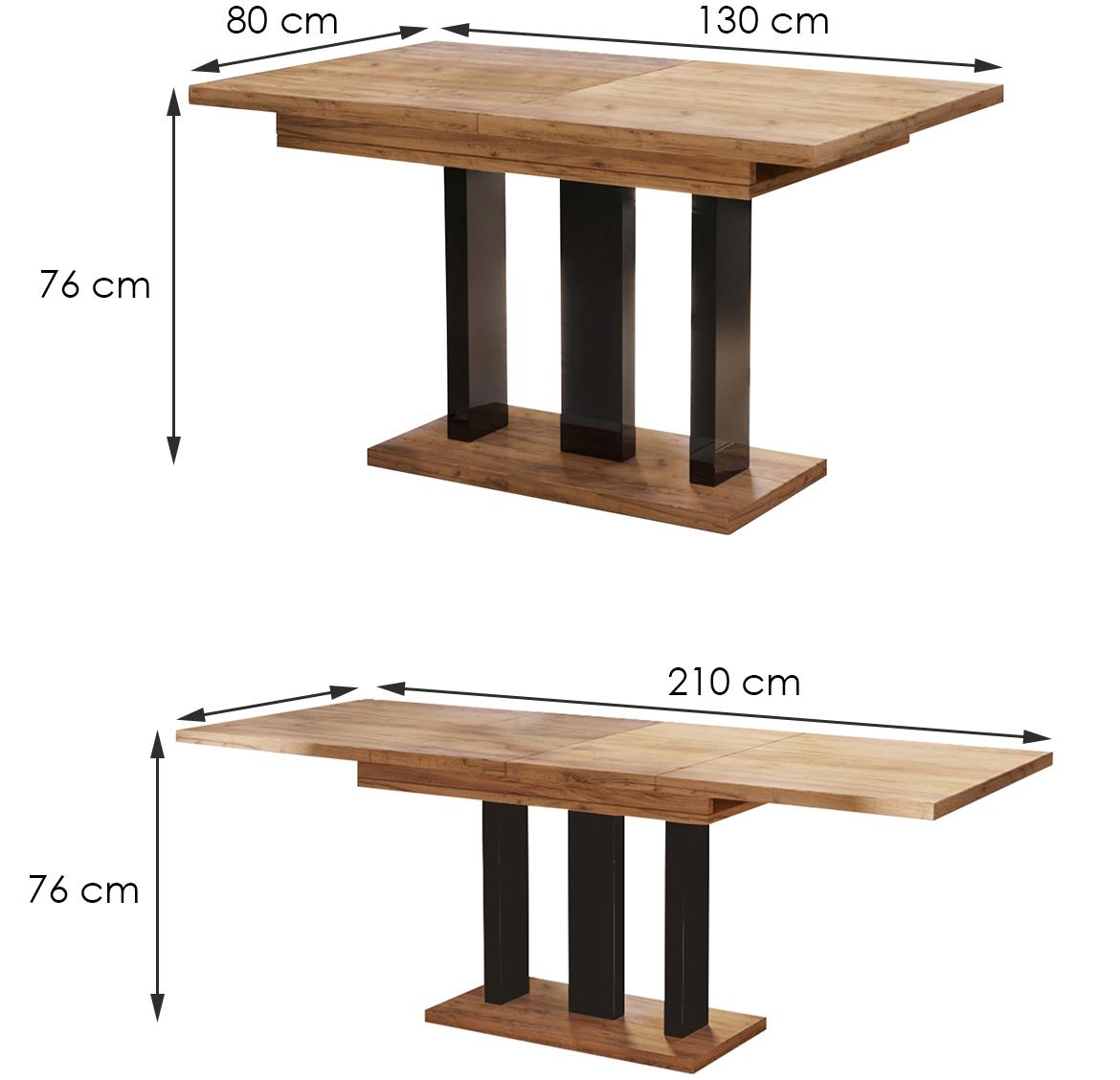 Appia sto 130(210)x80x76 cm hrast