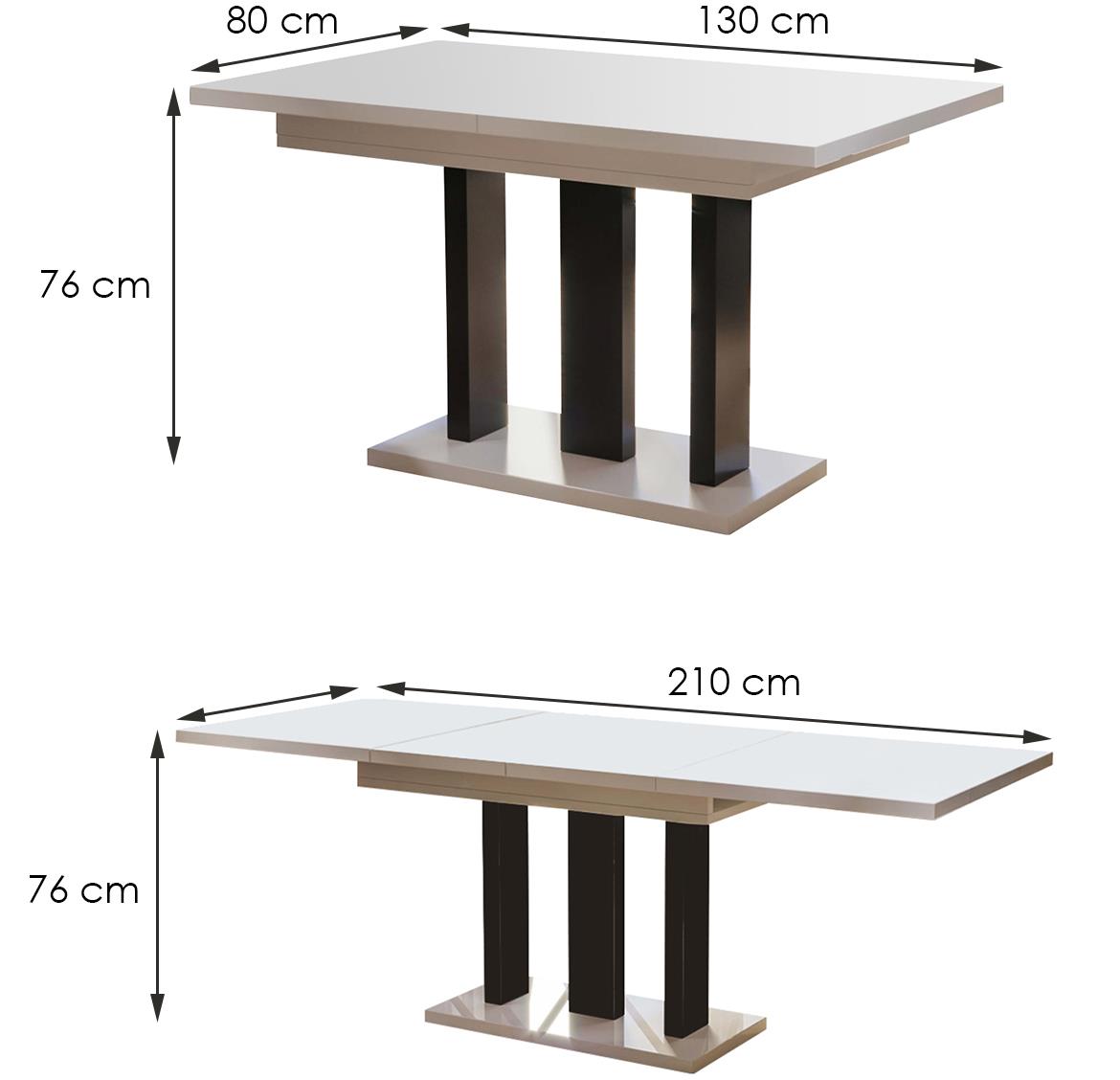 Appia sto 130(210)x80x76 cm beli visoki sjaj