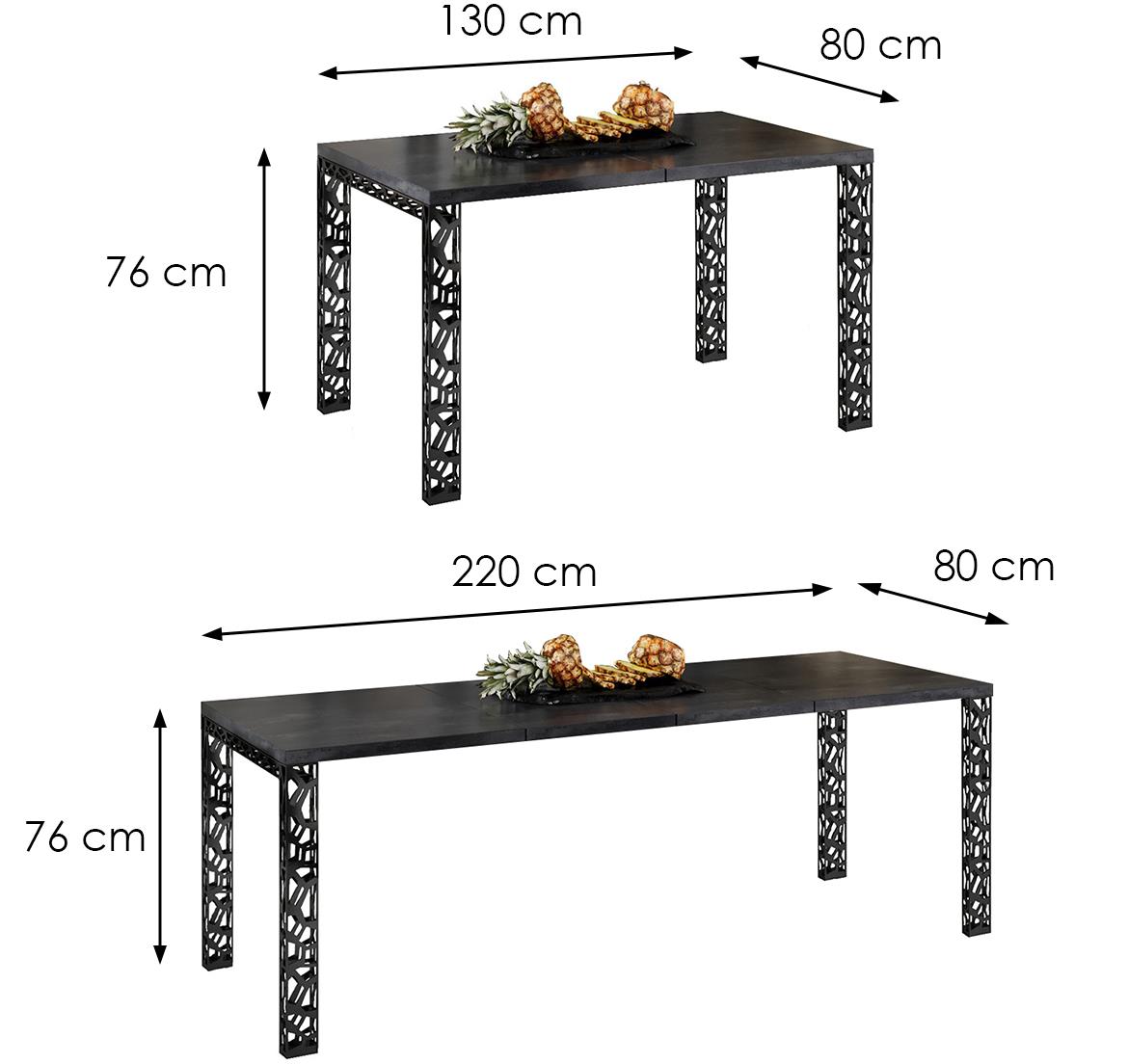 Matio sto 130(220)x80x76 cm tamno sivi