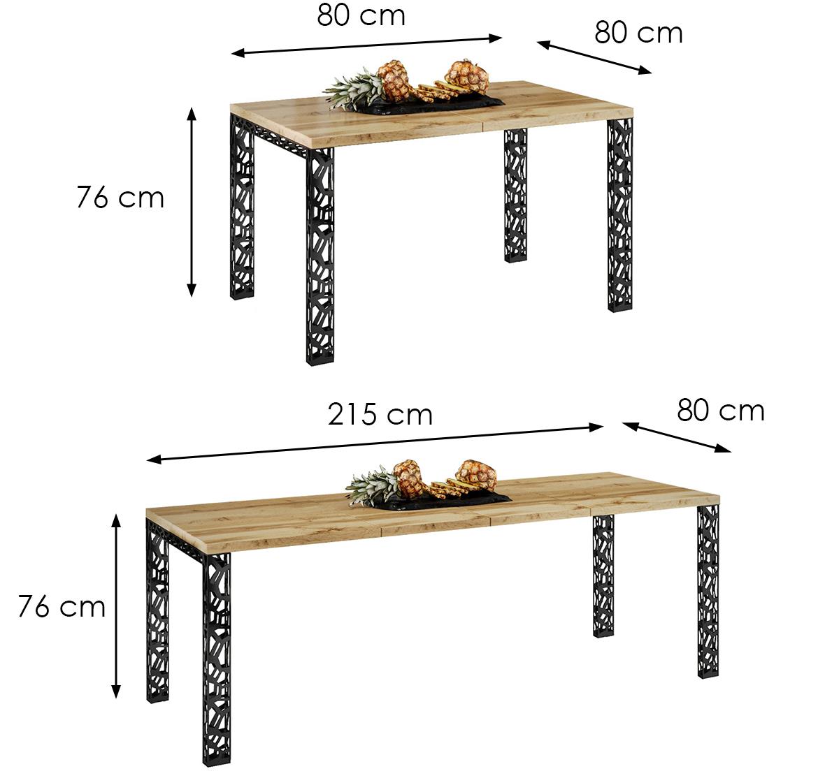 Matio sto 80(215)x80x76 cm natur (wotan hrast)