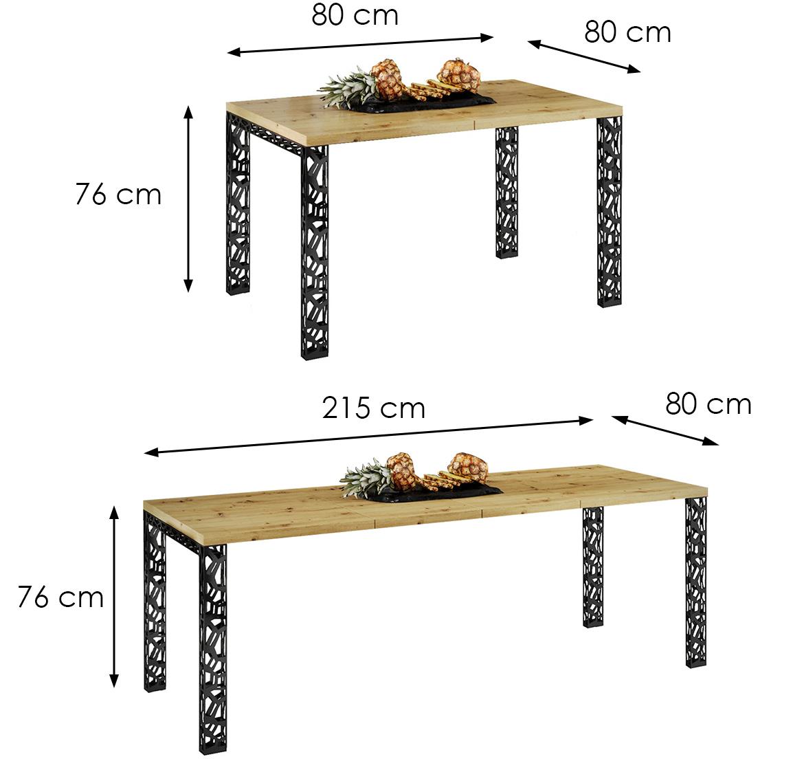 Matio sto 80(215)x80x76 cm natur (artisan hrast)