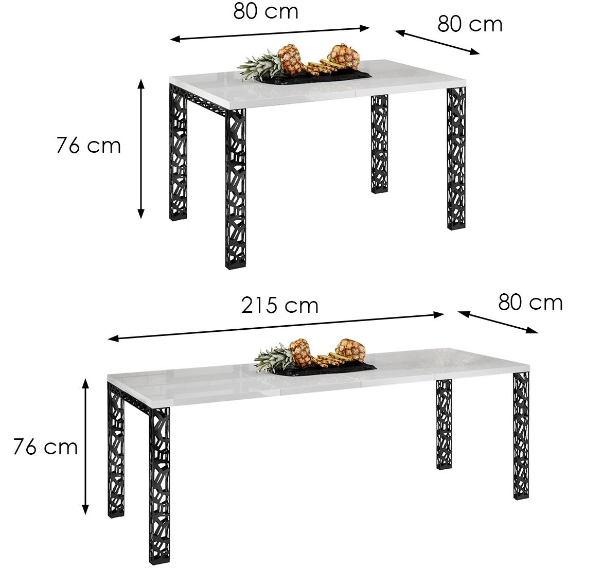 Matio sto 80(215)x80x76 cm beli visoki sjaj