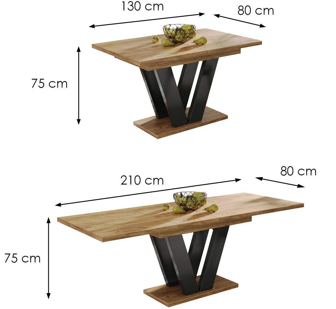 Lara sto 130(210)x80x75 cm hrast