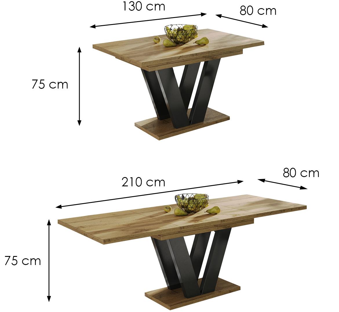 Lara sto 130(210)x80x75 cm natur (wotan hrast)