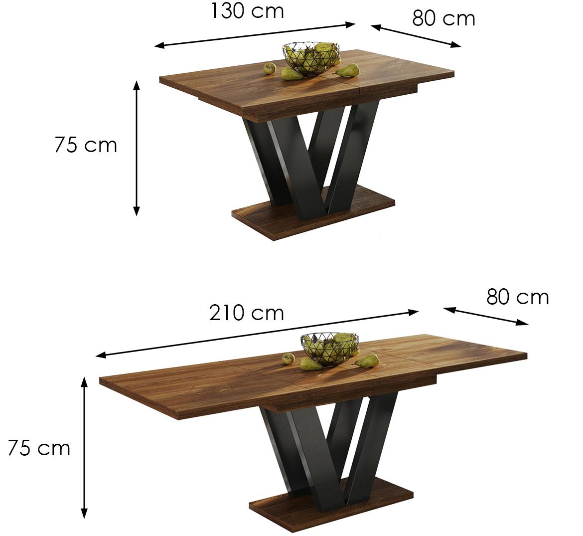 Lara sto 130(210)x80x75 cm tamni hrast