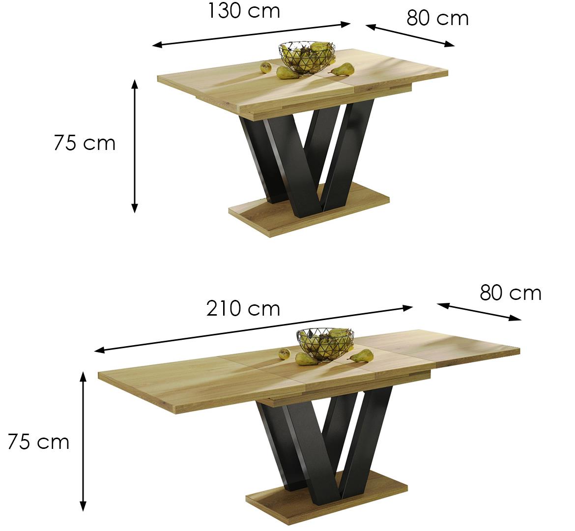 Lara sto 130(210)x80x75 cm hrast