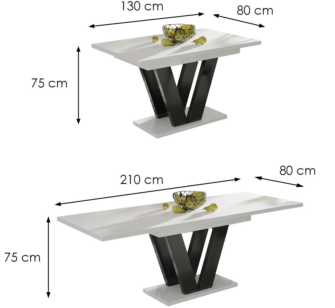 Lara sto 130(210)x80x75 cm beli visoki sjaj