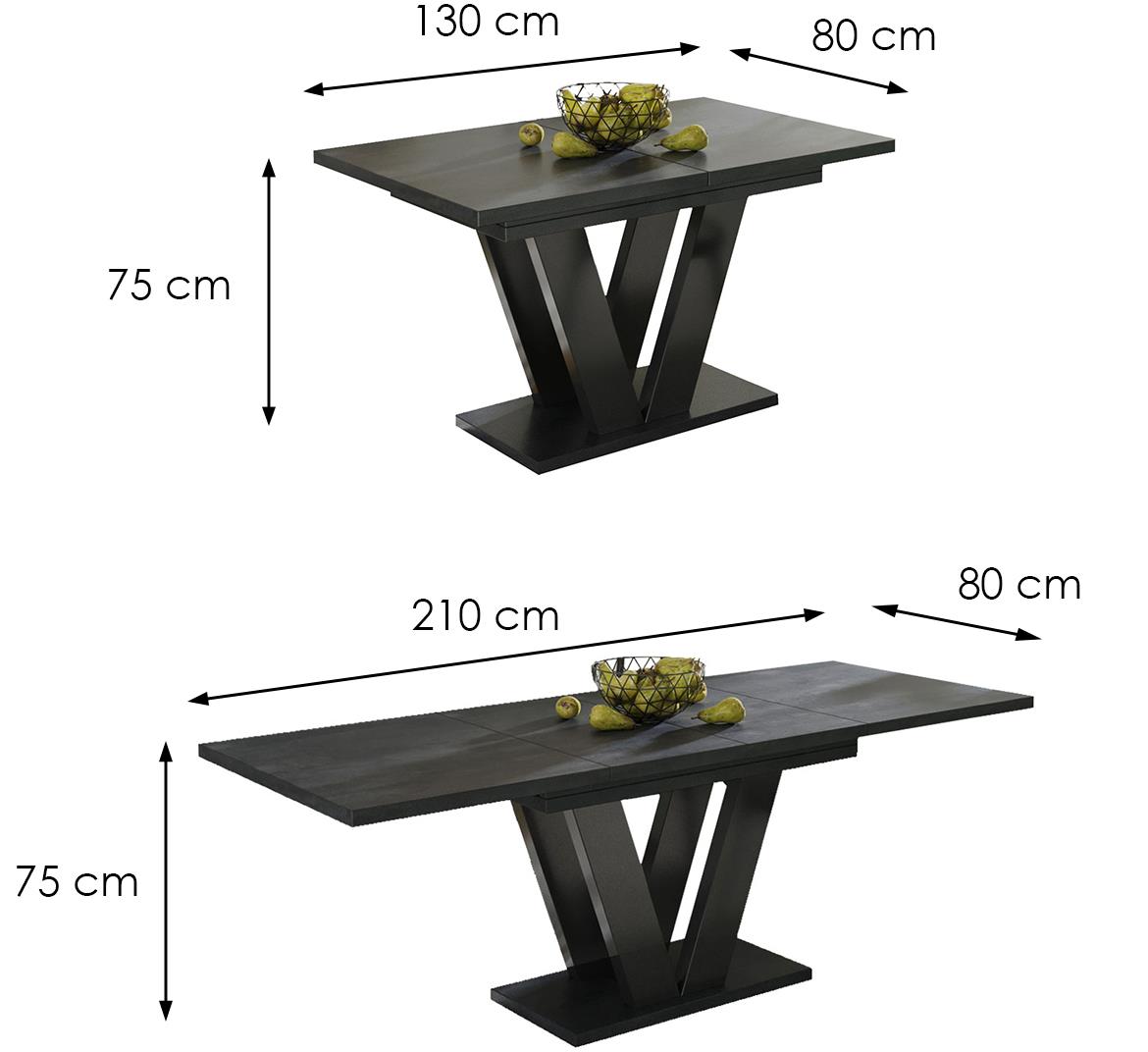 Lara sto 130(210)x80x75 cm tamno sivi