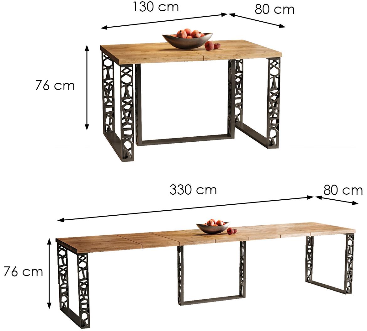 Ewerest Max sto 130(330)x80x76 cm hrast