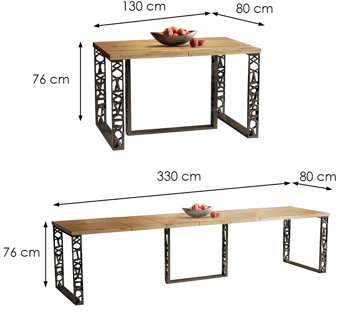 Ewerest Max sto 130(330)x80x76 cm natur (wotan hrast)