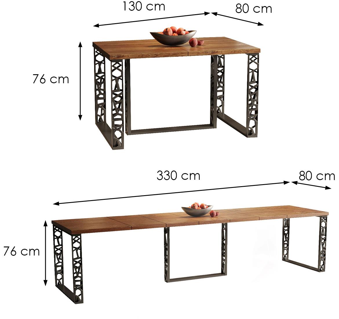 Ewerest Max sto 130(330)x80x76 cm tamni hrast