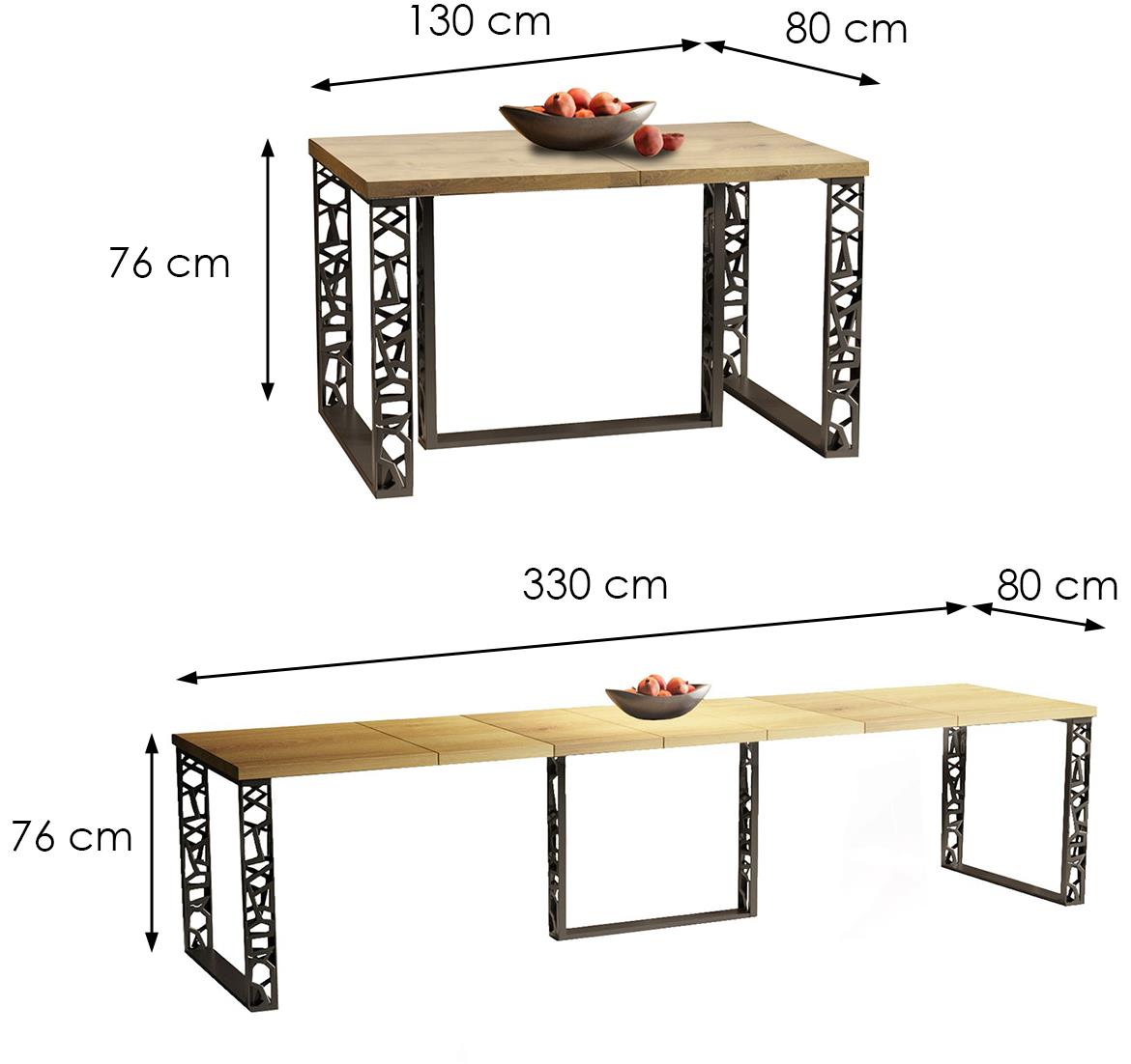 Ewerest Max sto 130(330)x80x76 cm hrast