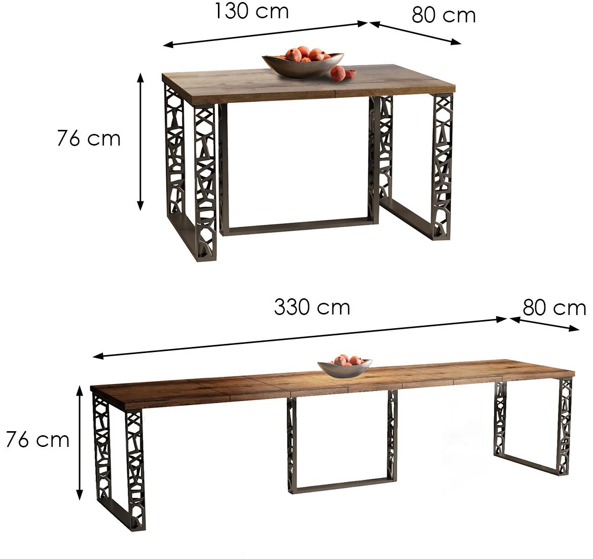 Ewerest Max sto 130(330)x80x76 cm tamni hrast