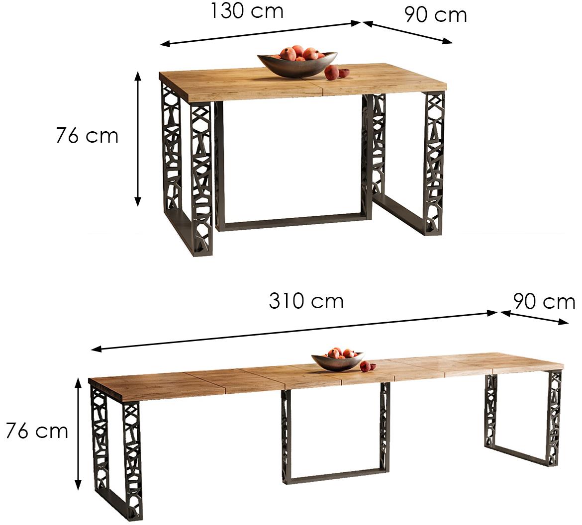 Ewerest Bis sto 130(310)x90x76 cm hrast