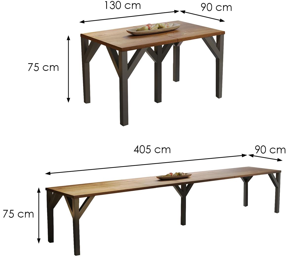 Dunaj sto 130(405)x90x75 cm tamni hrast