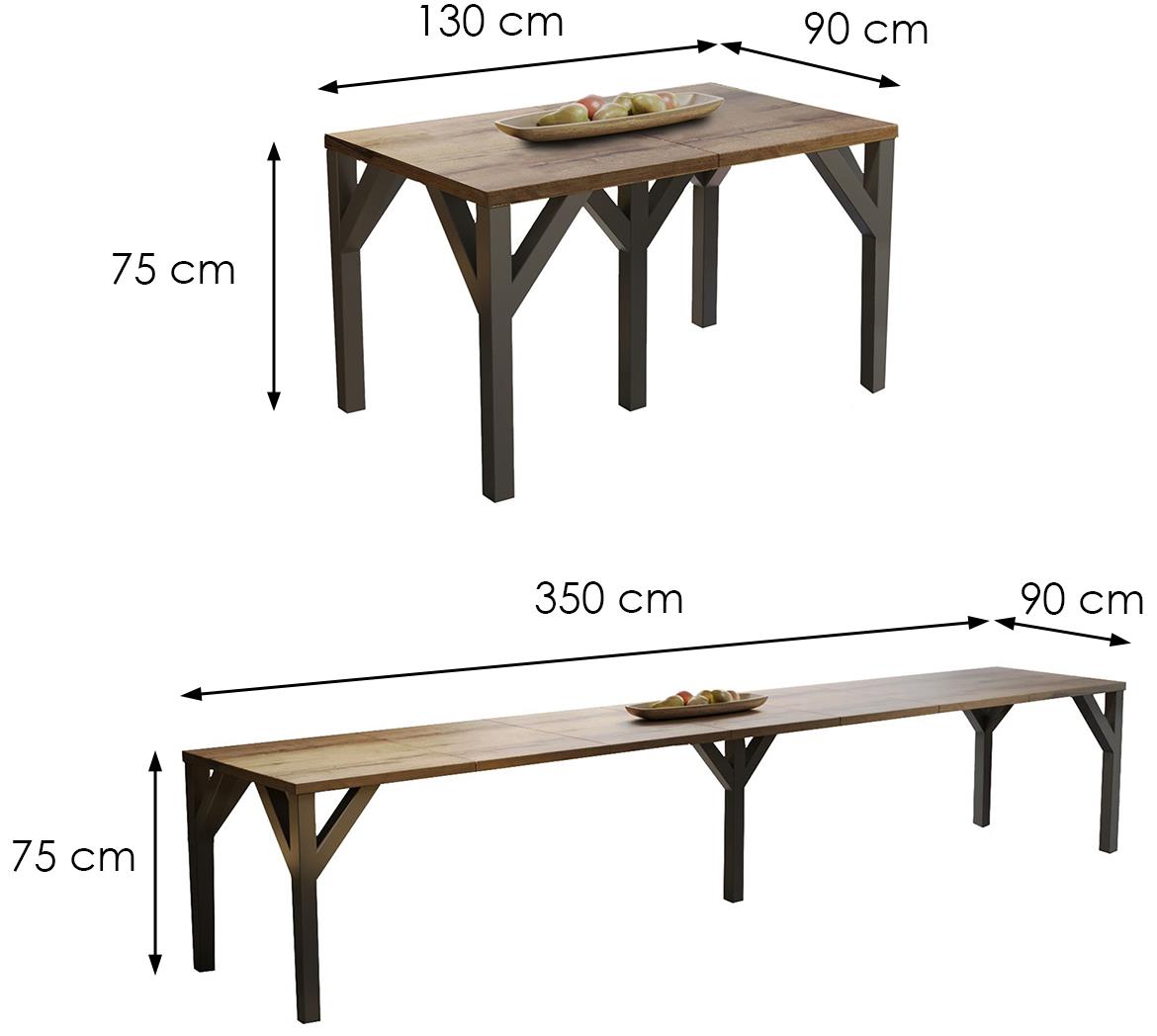 Dunaj sto 130(350)x90x75 cm tamni hrast