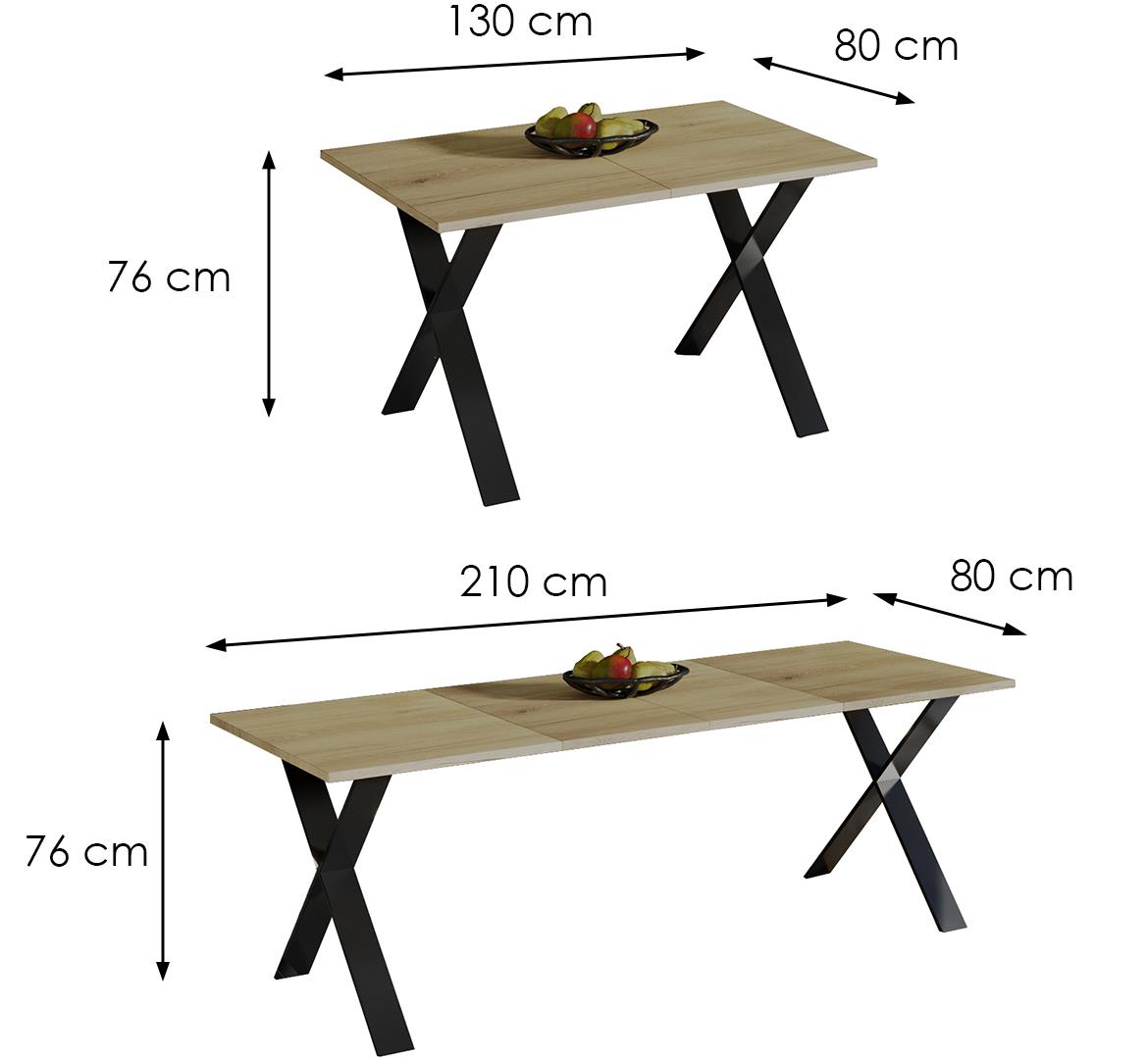 Sto X 130(210)x80x76 cm hrast