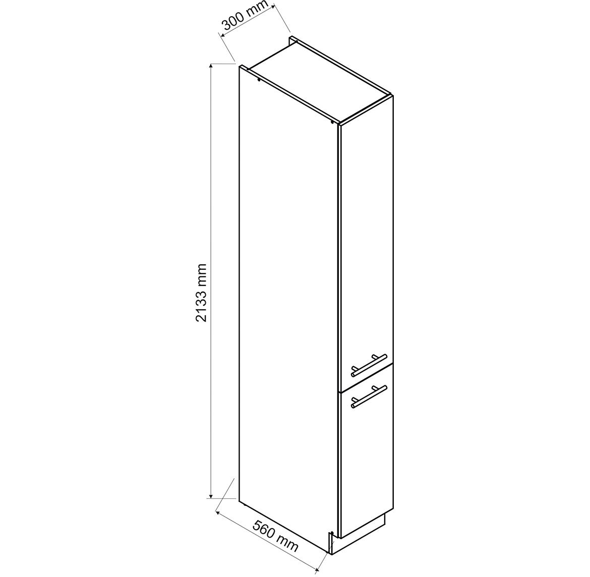 Emily D3 2133 kuhinjski element  2 vrata 30x56x213,3 cm belo/crni