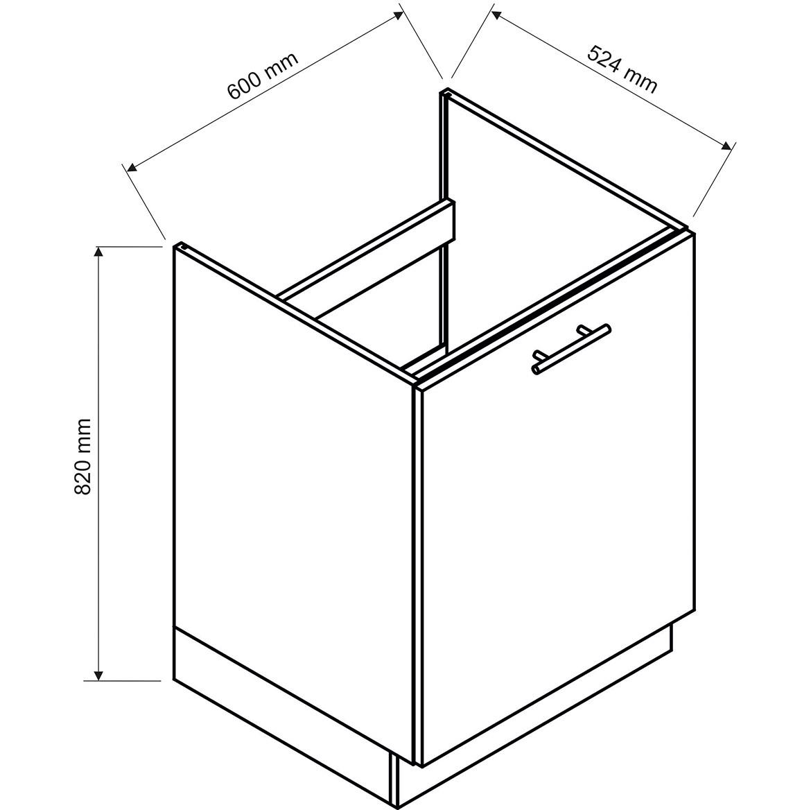 Emily D60ZL S/1 kuhinjski element 1 vrata 60x52,4x82 cm belo/crna