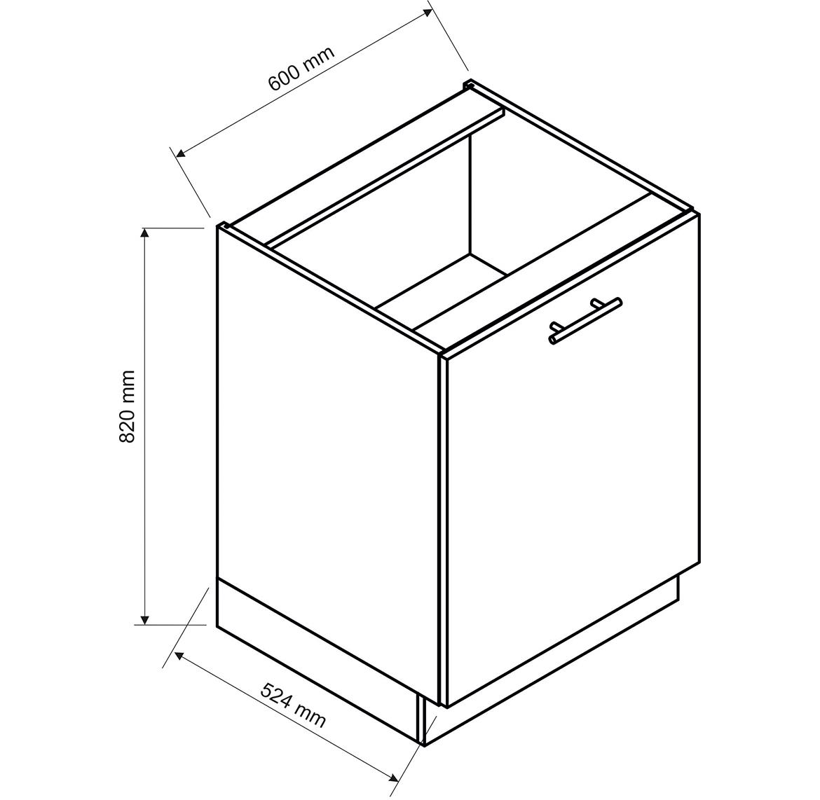 Emily D60 PL kuhinjski element 1 vrata 60x52,4x82 cm belo/crni