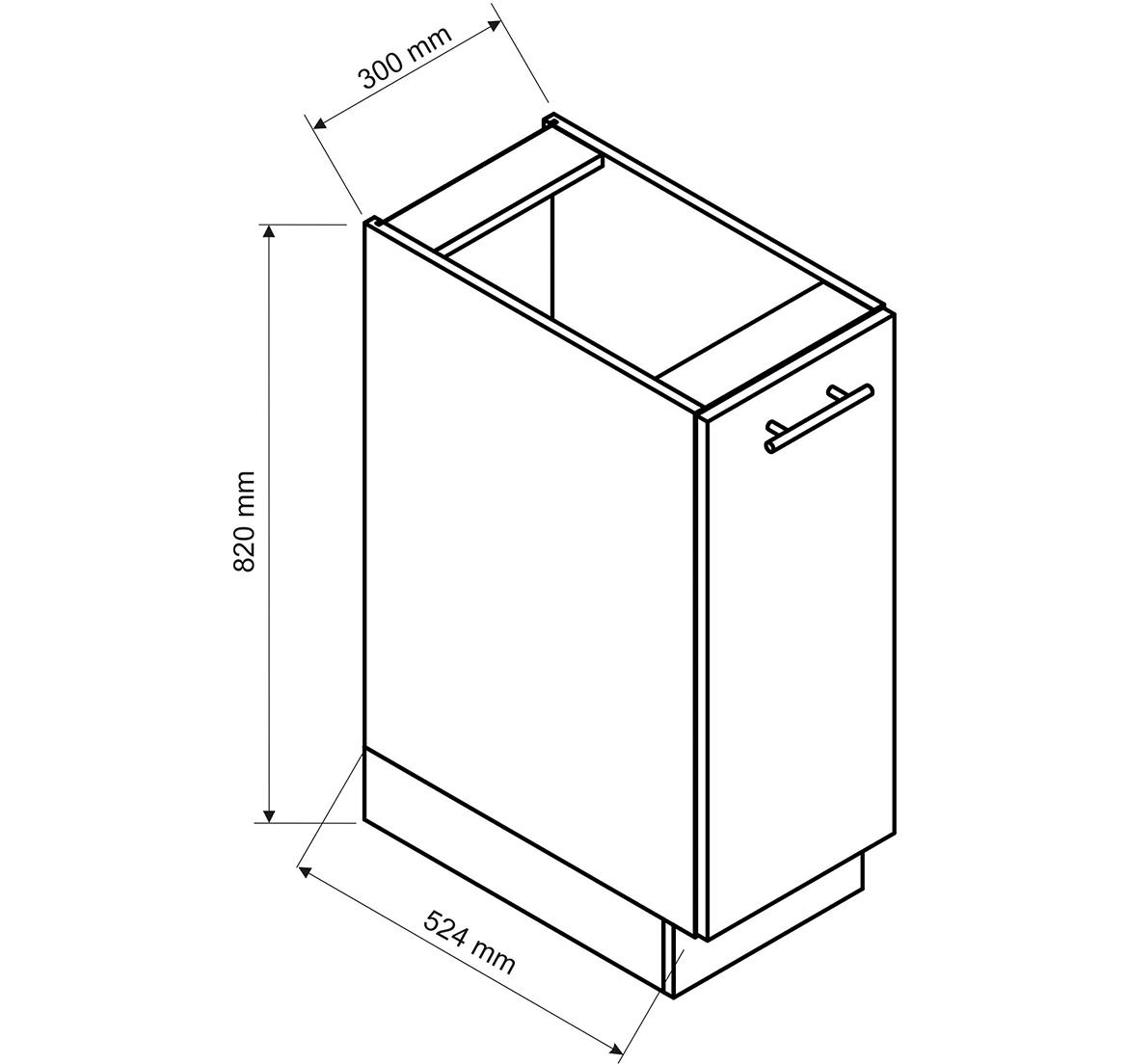 Max D30 Pl kuhinjski element 1 vrata 30x52,4x82 cm beli