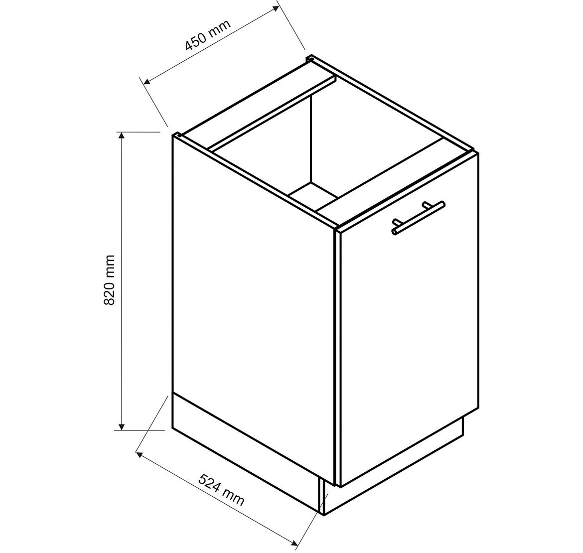 Max D45 Pl kuhinjski element 1 vrata 45x52,4x82 cm beli