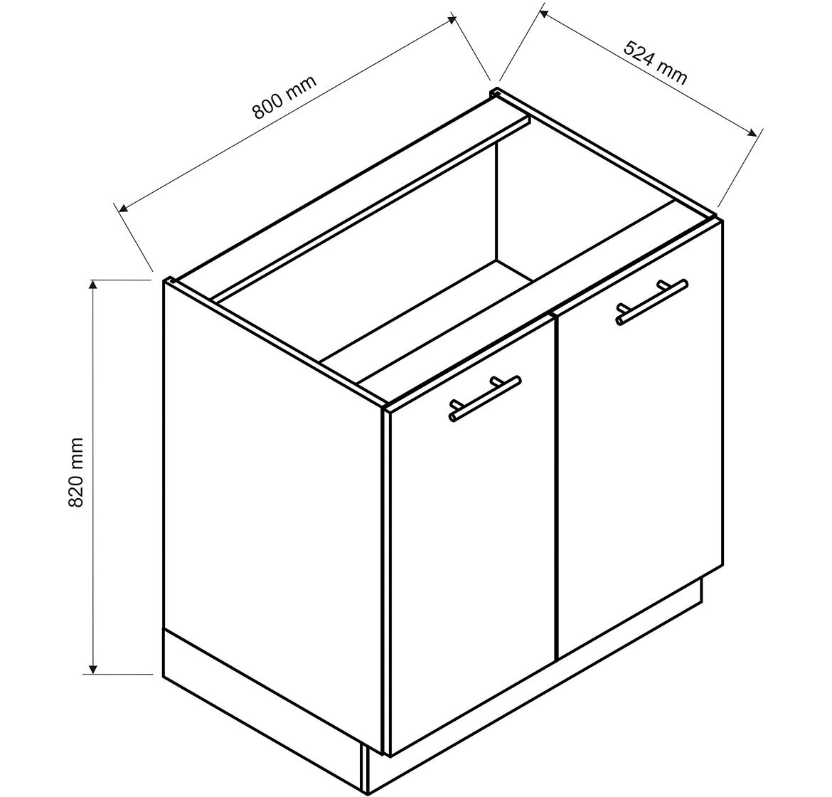 Max D80 kuhinjski element 2 vrata 80x52,4x82 cm belo/bež