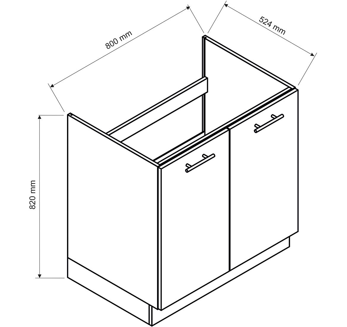 Max D80zl kuhinjski element 2 vrata 80x52,4x82 cm belo/tamno sivi