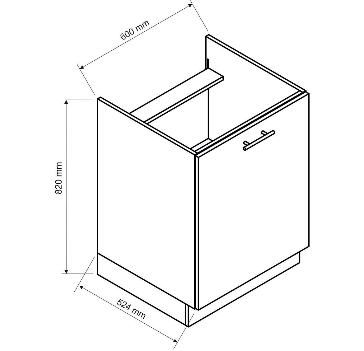 Max D60pc Pl kuhinjski element 1 vrata 60x52,4x82 cm beli