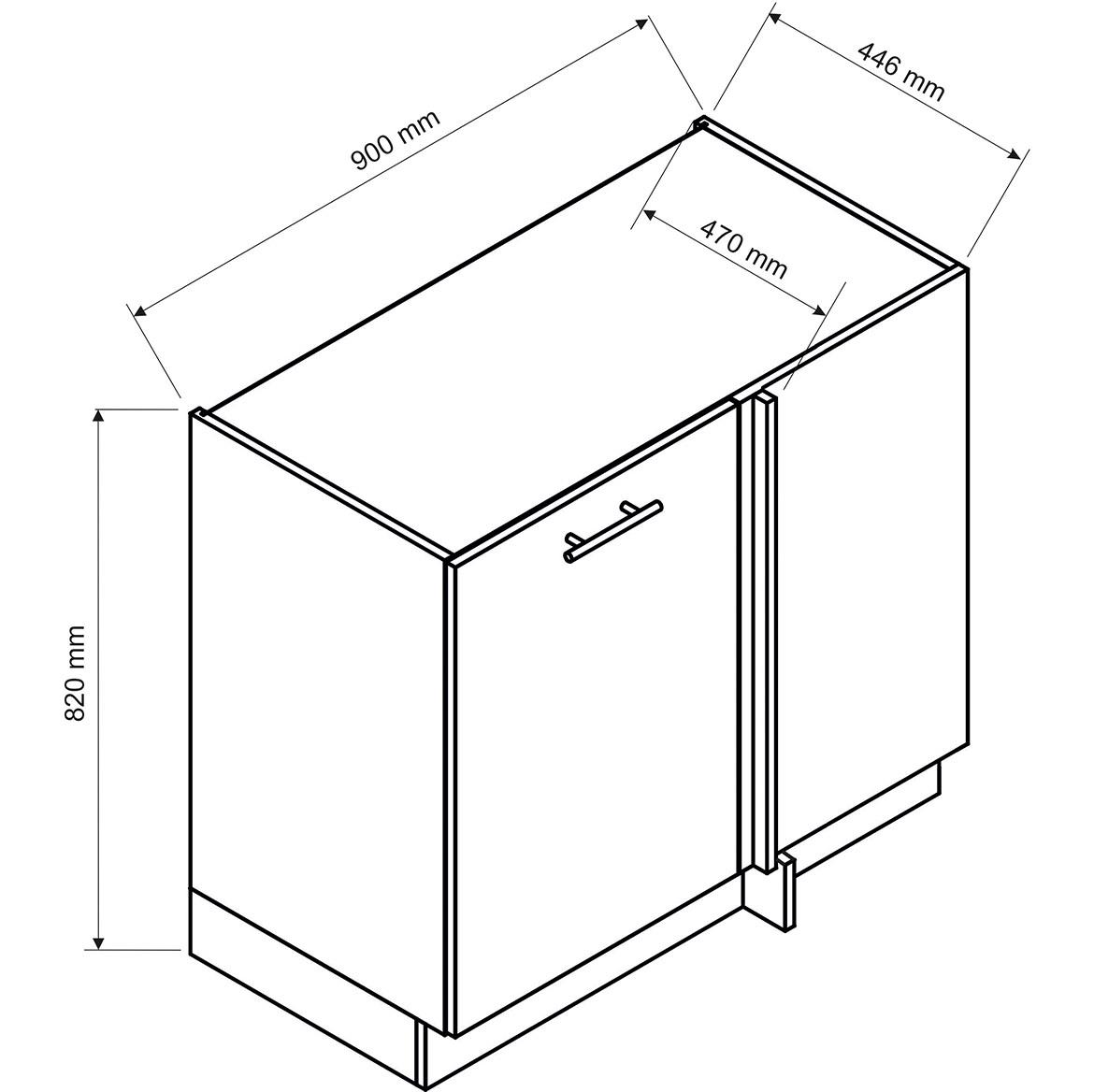 Clara Dnp R/L ugaoni kuhinjski element 1 vrata 90x44,6x82 cm beli/natur (artisan hrast)