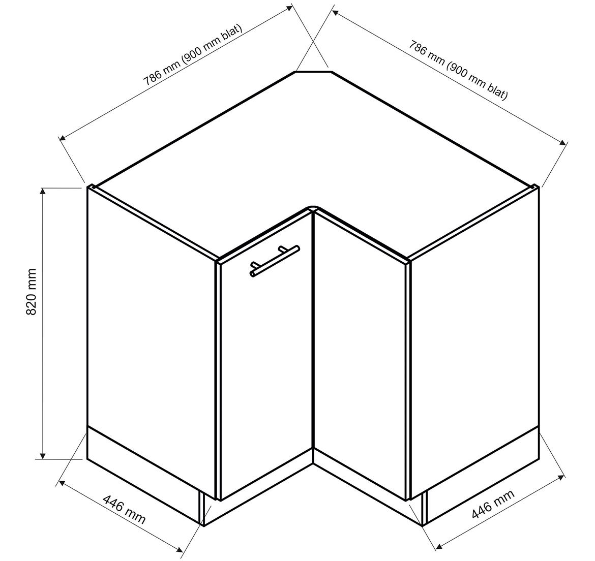 Emily DRP PL ugaoni kuhinjski element 1 vrata 90x90x82 cm beli