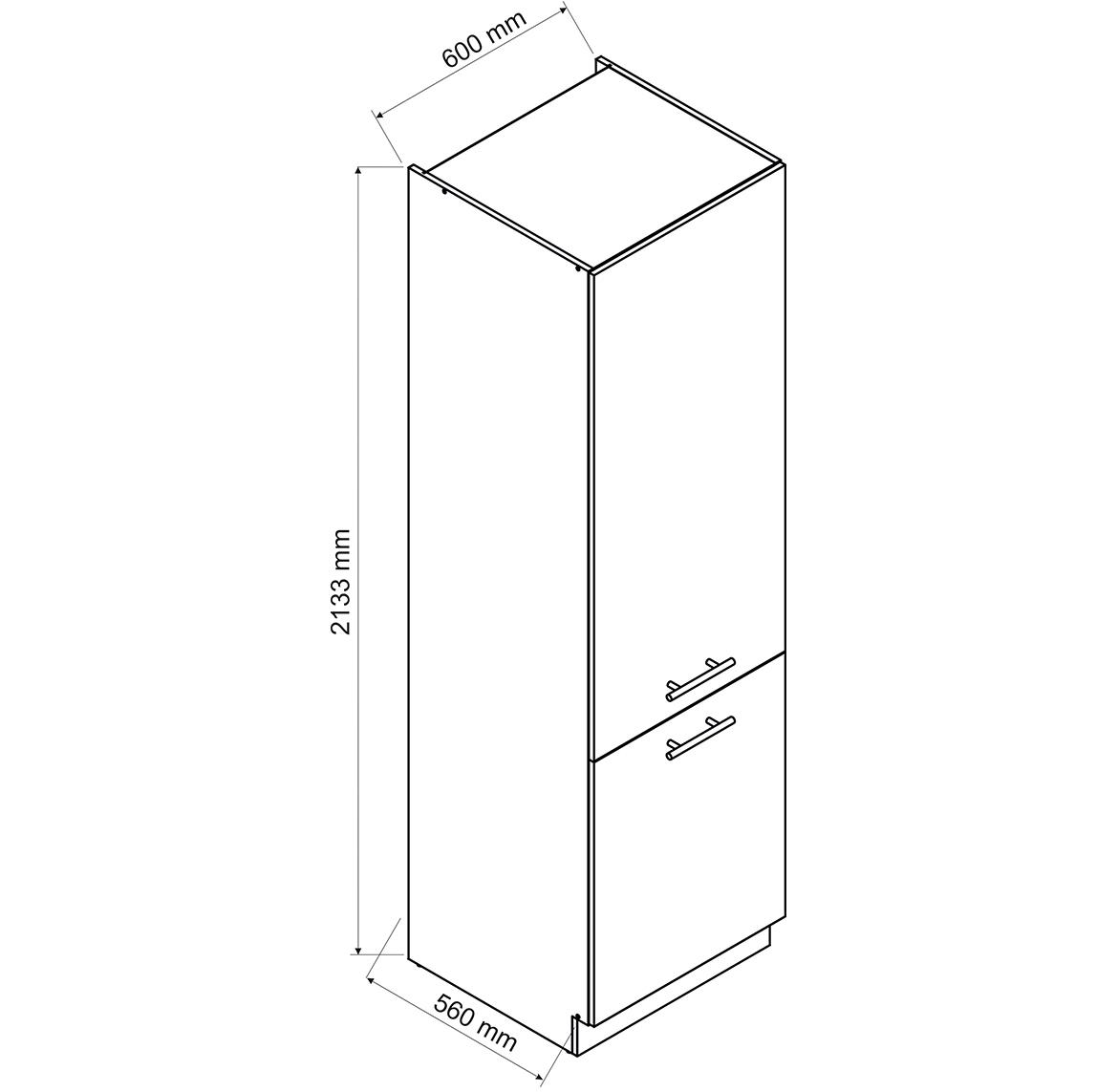 Bono D60sl 2133 Pl 2fr kuhinjski element 2 vrata 60x56x213,3 cm beli/natur (wotan hrast)