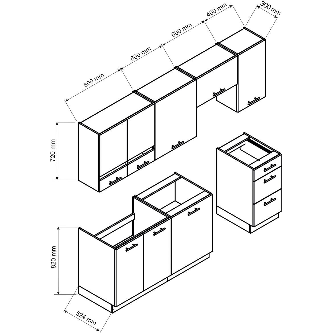 Max 180/240 blok kuhinja 240x44,6x213,3 cm zelena