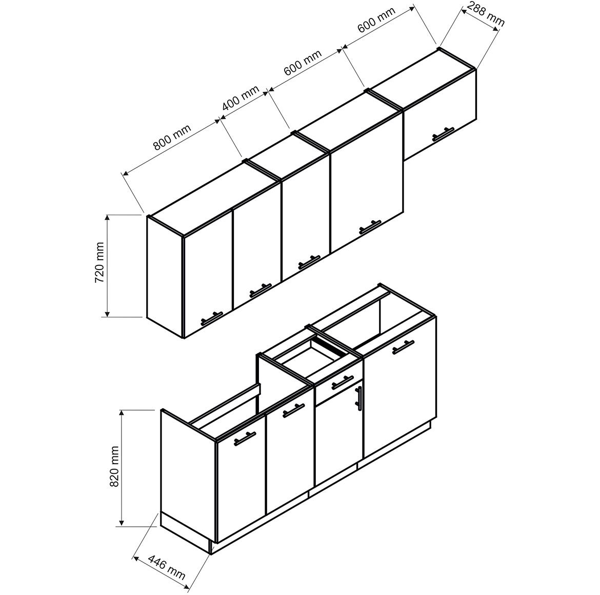 Vera 180/240 blok kuhinja 240x44,6x213,3 cm bela