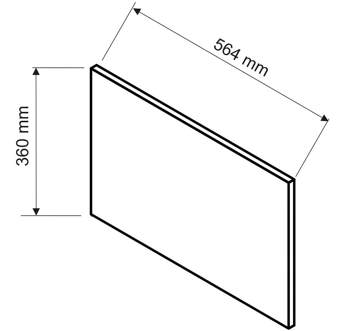 Kate 360x564 bocna strana 56,4x1,9x36 cm crna