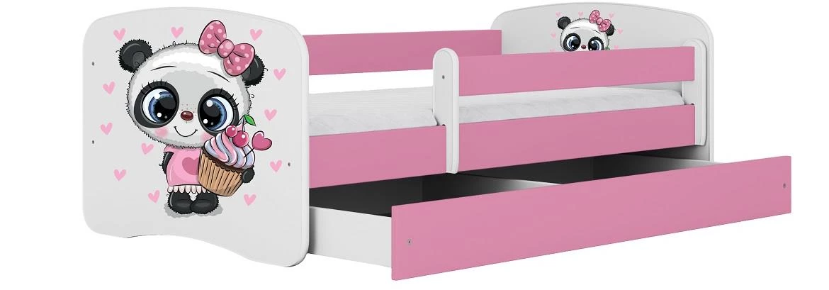 Babydreams krevet sa podnicom i dušekom 80x144x61 cm rozi/print pande