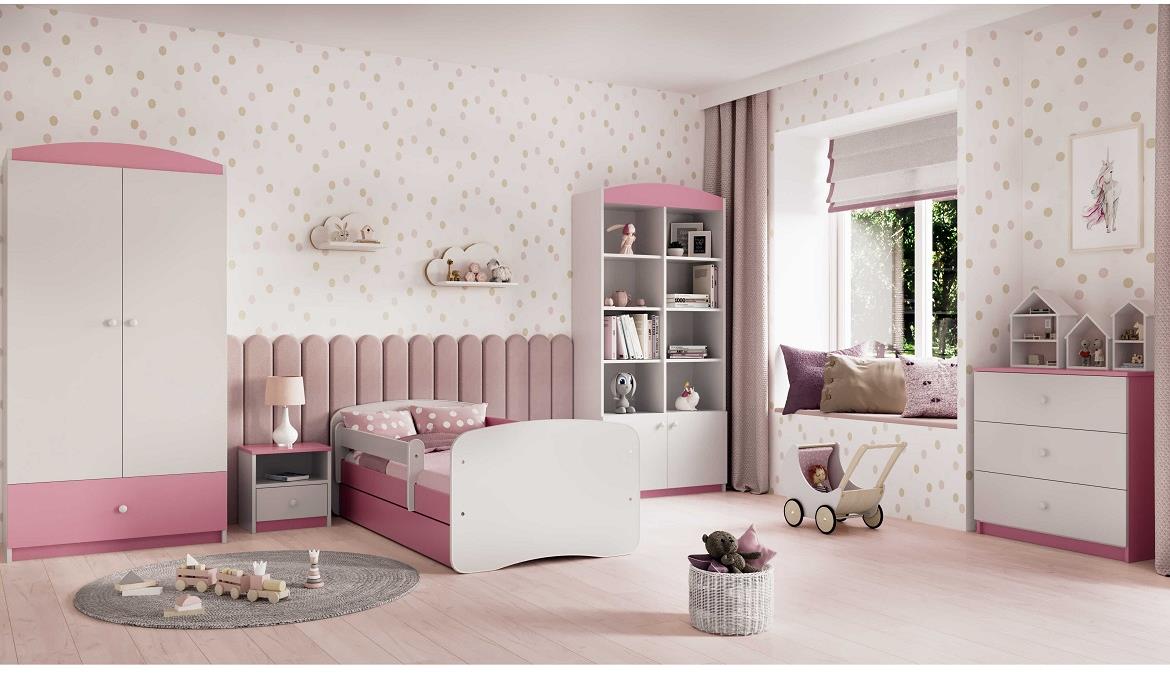 Babydreams krevet sa podnicom i dušekom 90x164x61 cm belo/rozi