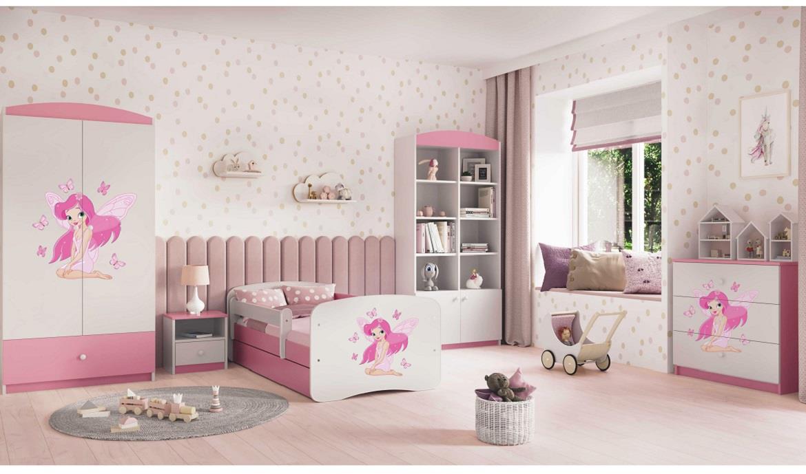 Babydreams krevet sa podnicom i dušekom 90x164x61 cm rozi/print vile