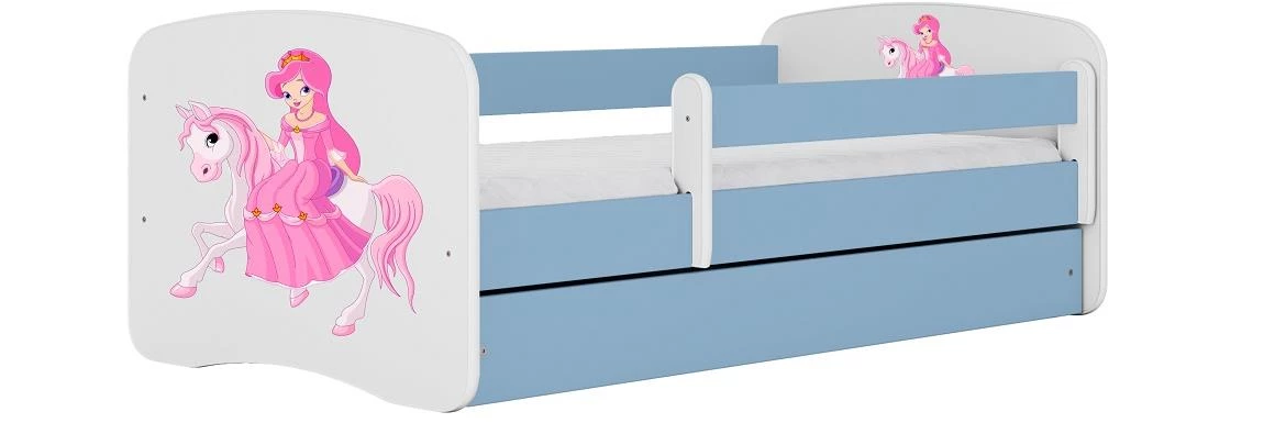 Babydreams krevet sa podnicom i dušekom 80x144x61 cm plavi/print princeze