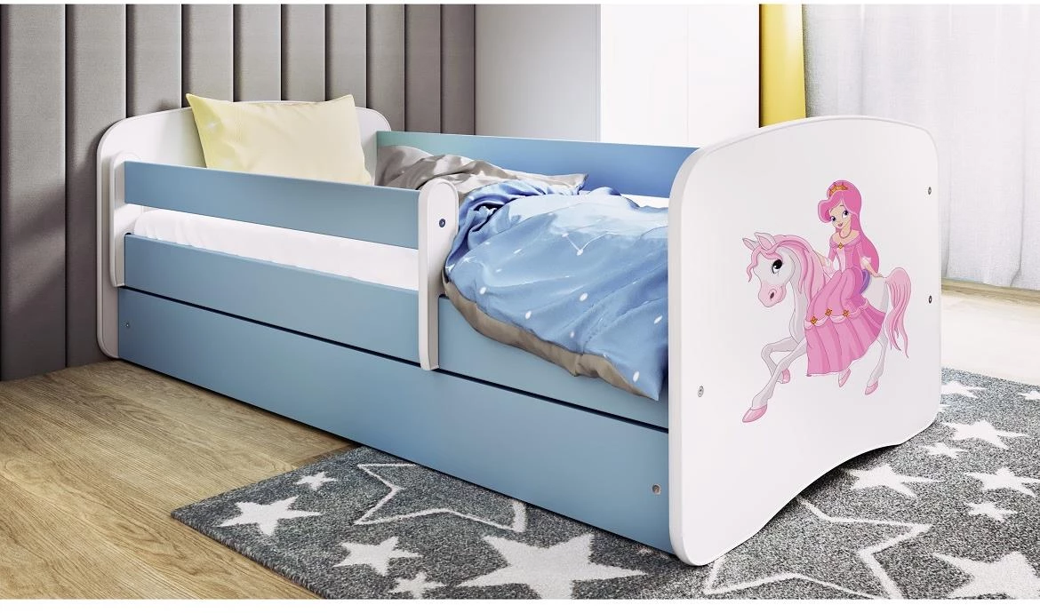 Babydreams krevet sa podnicom i dušekom 80x144x61 cm plavi/print princeze