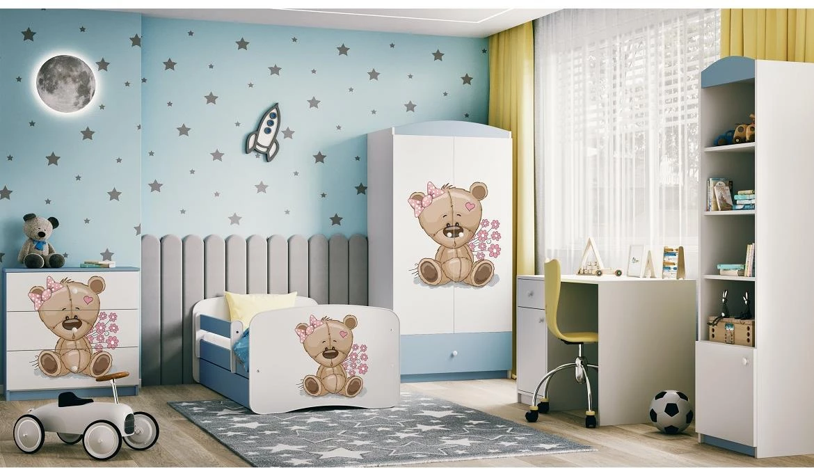 Babydreams krevet sa podnicom i dušekom 80x144x61 cm plavi/print medvedica
