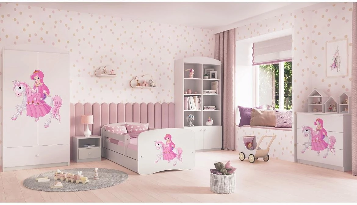 Babydreams krevet sa podnicom i dušekom 80x144x61 cm beli/print princeze