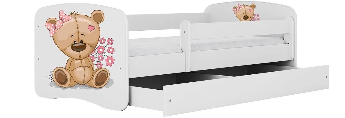 Babydreams krevet sa podnicom i dušekom 80x144x61 cm beli/print medvedica
