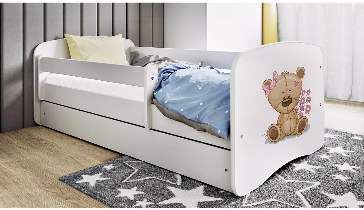 Babydreams krevet sa podnicom i dušekom 80x144x61 cm beli/print medvedica