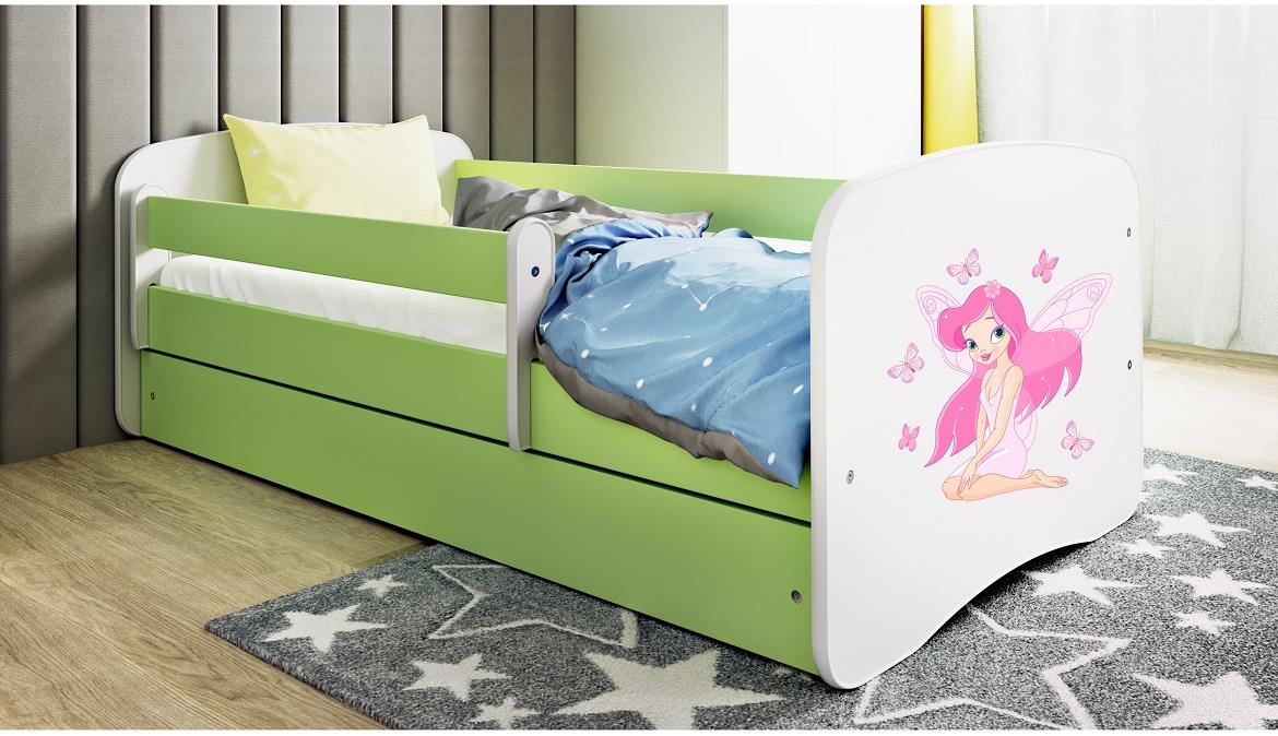 Babydreams krevet sa podnicom i dušekom 80x144x61 cm zeleni/print vile