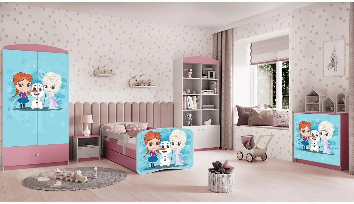 Babydreams krevet sa podnicom i dušekom 80x144x61 cm rozi/print Frozen
