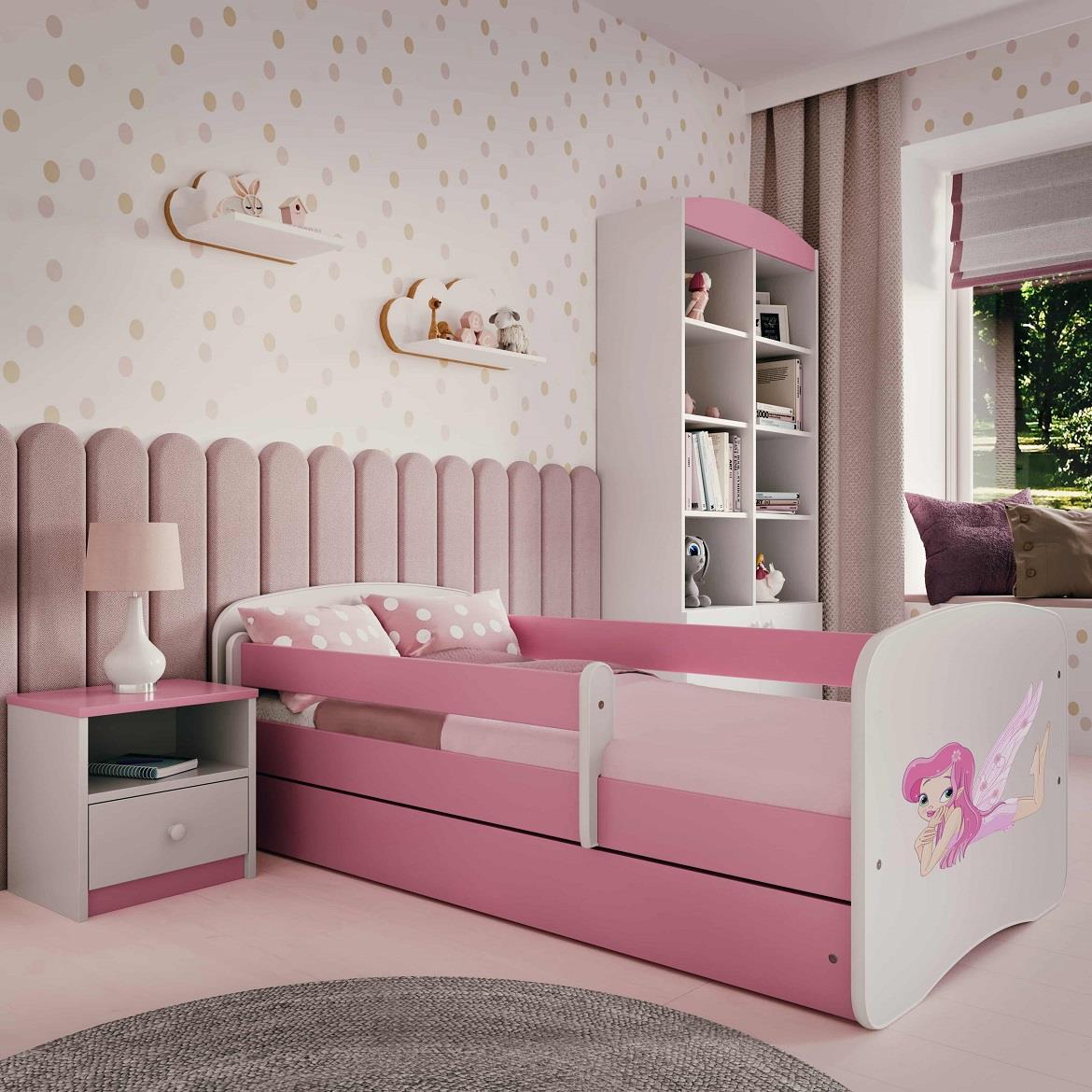 Babydreams krevet sa podnicom i dušekom 90x164x61 cm rozi/print vile 1