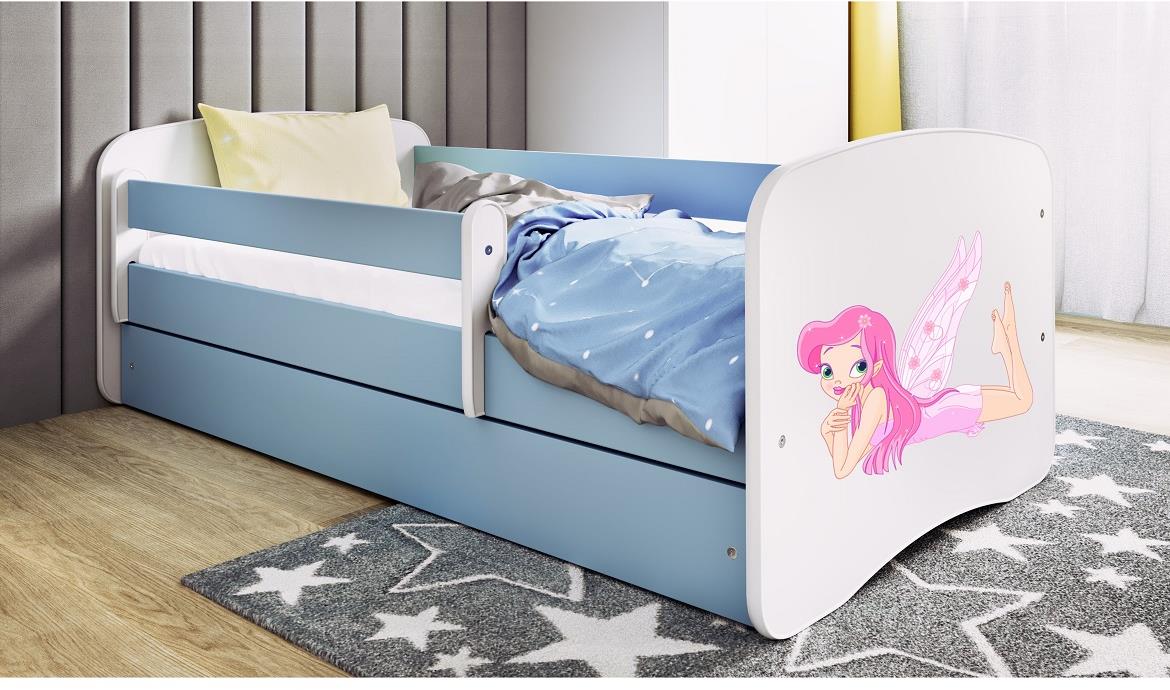 Babydreams krevet sa podnicom i dušekom 90x164x61 cm plavi/print vile 1