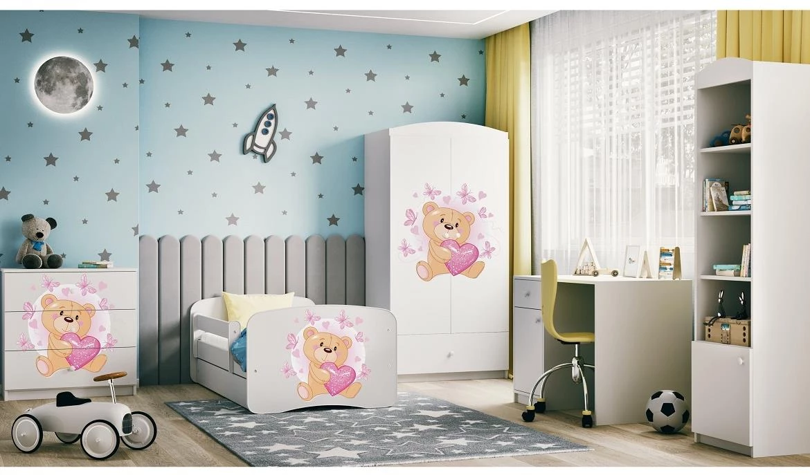 Babydreams krevet sa podnicom i dušekom 80x144x61 cm beli/print medvedica 1