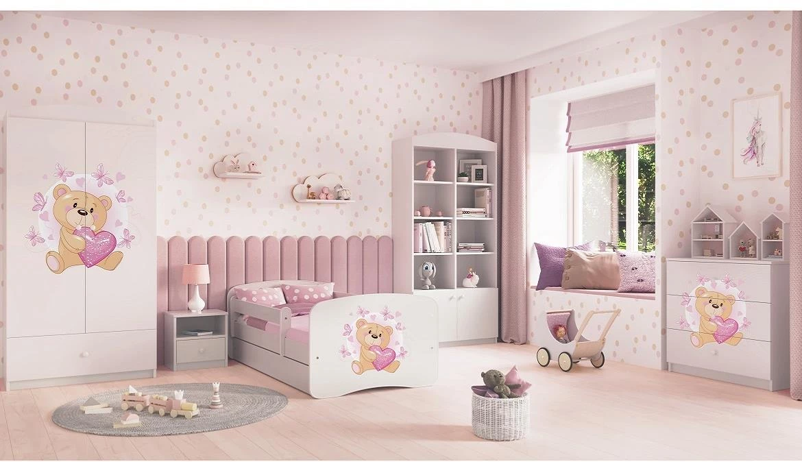 Babydreams krevet sa podnicom i dušekom 80x144x61 cm beli/print medvedica 1